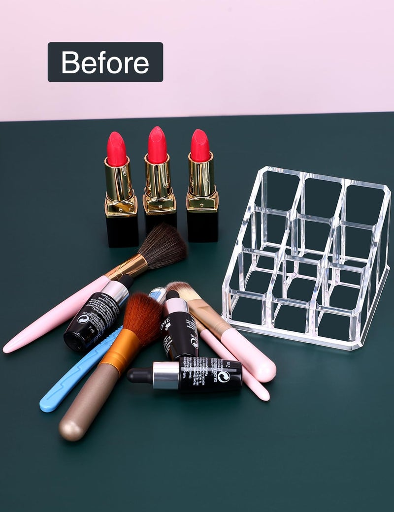MOSIKER Lipstick Lip Gloss Organizer,Small Clear Acrylic Compact Essential Oil Rollerball Perfume Holder with 9 Slots - Image 4